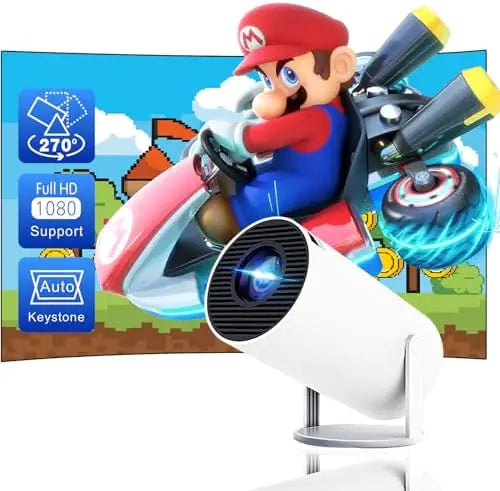 Mini Projector 4K 1080P Support, Portable Projector WiFi6 BT 5.0 Android 11