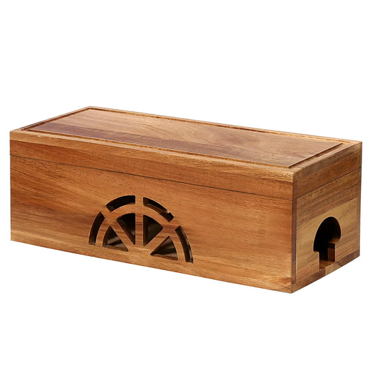 Large Cable Management Box - Wood Cord Organizer Box