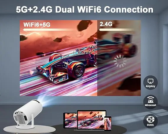 Mini Projector 4K 1080P Support, Portable Projector WiFi6 BT 5.0 Android 11