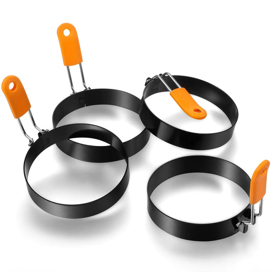 Patelai 4 Pcs Professional Egg Ring Pancake Ring Set Stainless Steel